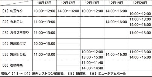 壱岐展ワークショップ-日程表