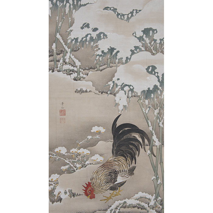 「雪中雄鶏図」伊藤若冲筆、江戸時代・18世紀（通期展示）―