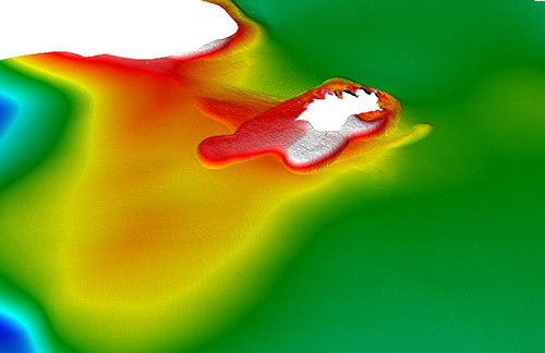 最新の探査機材で作成した福岡県新宮町相島沖海底地形図
